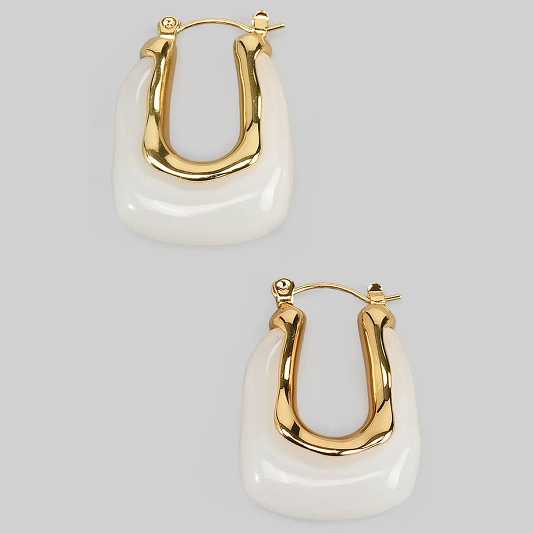 White Acrylic Gold Hoops