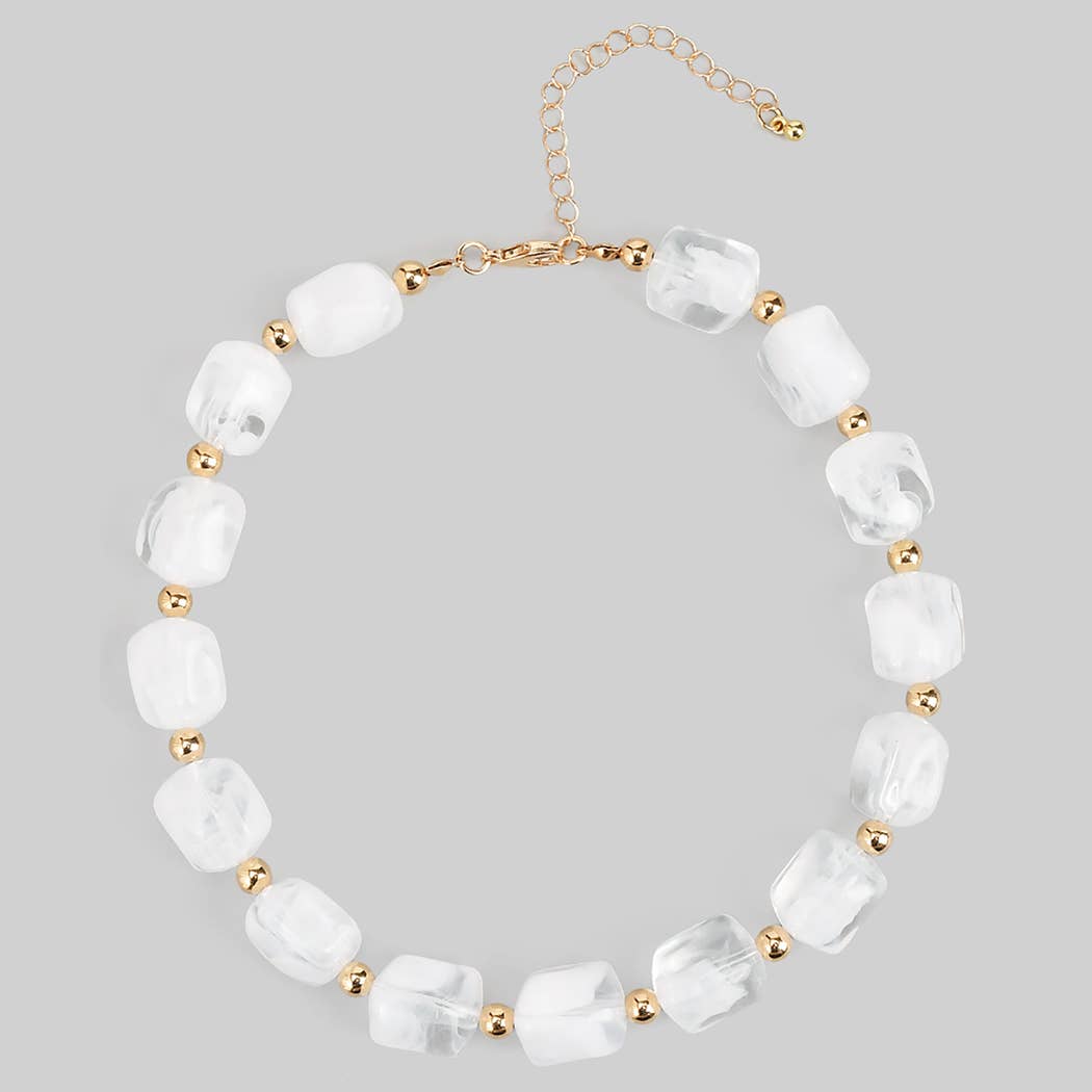 White Pearl Acrylic Beaded Necklace