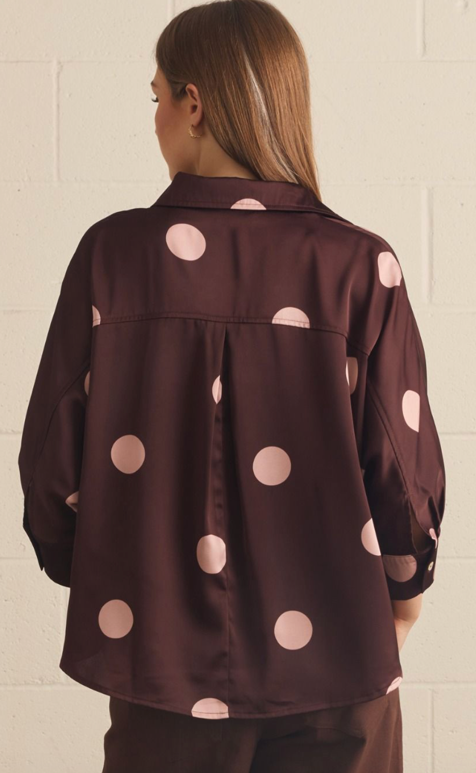 Burgundy Polka Dot Top - B. Laine