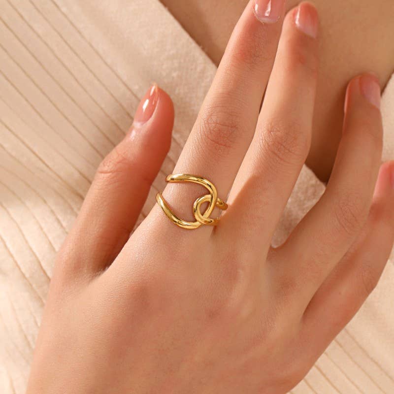 Gold Abstract Adjustable Ring