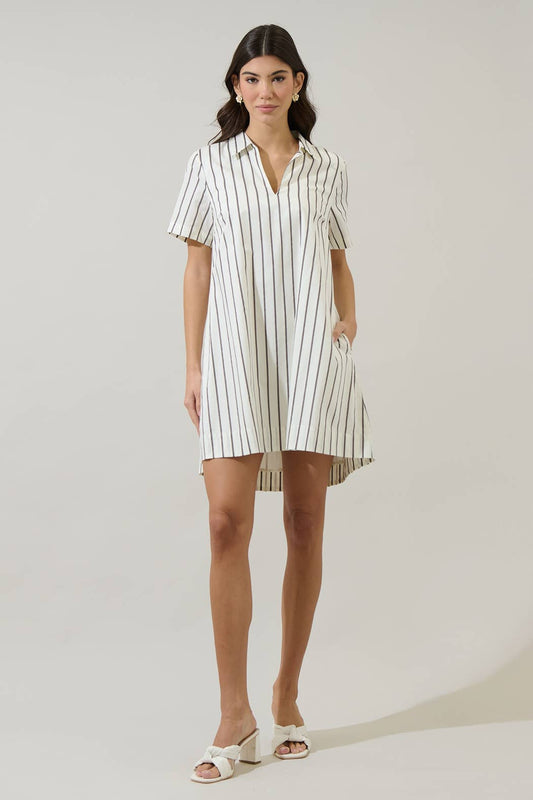 Sugarlips White Striped Mini Dress