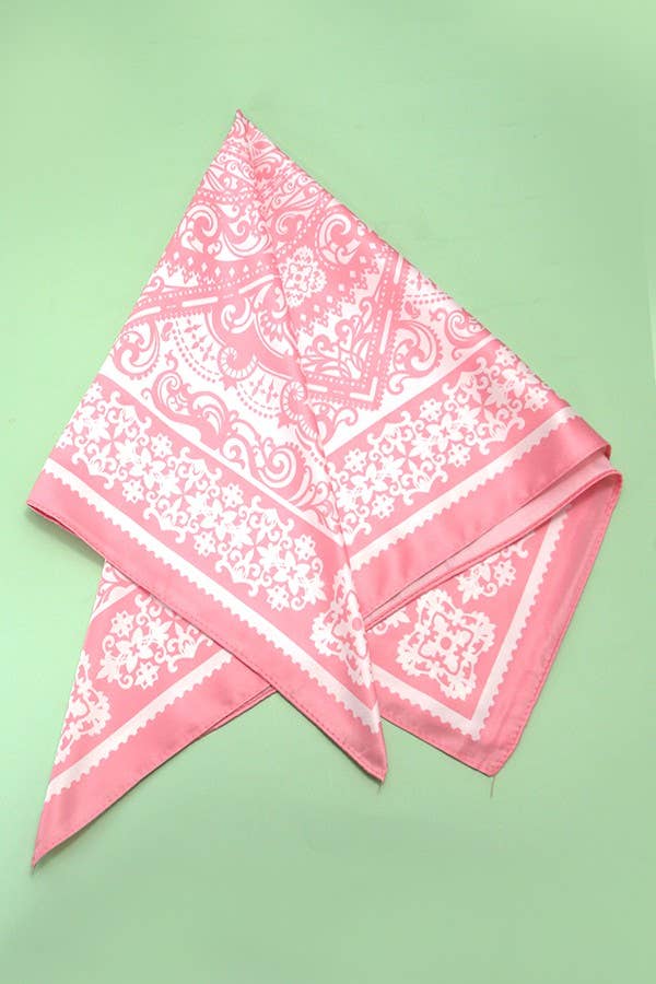 Pink Paisley Bandana Silk Scarf