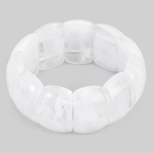 Marbled Pearl Acrylic Stretchy Bracelet