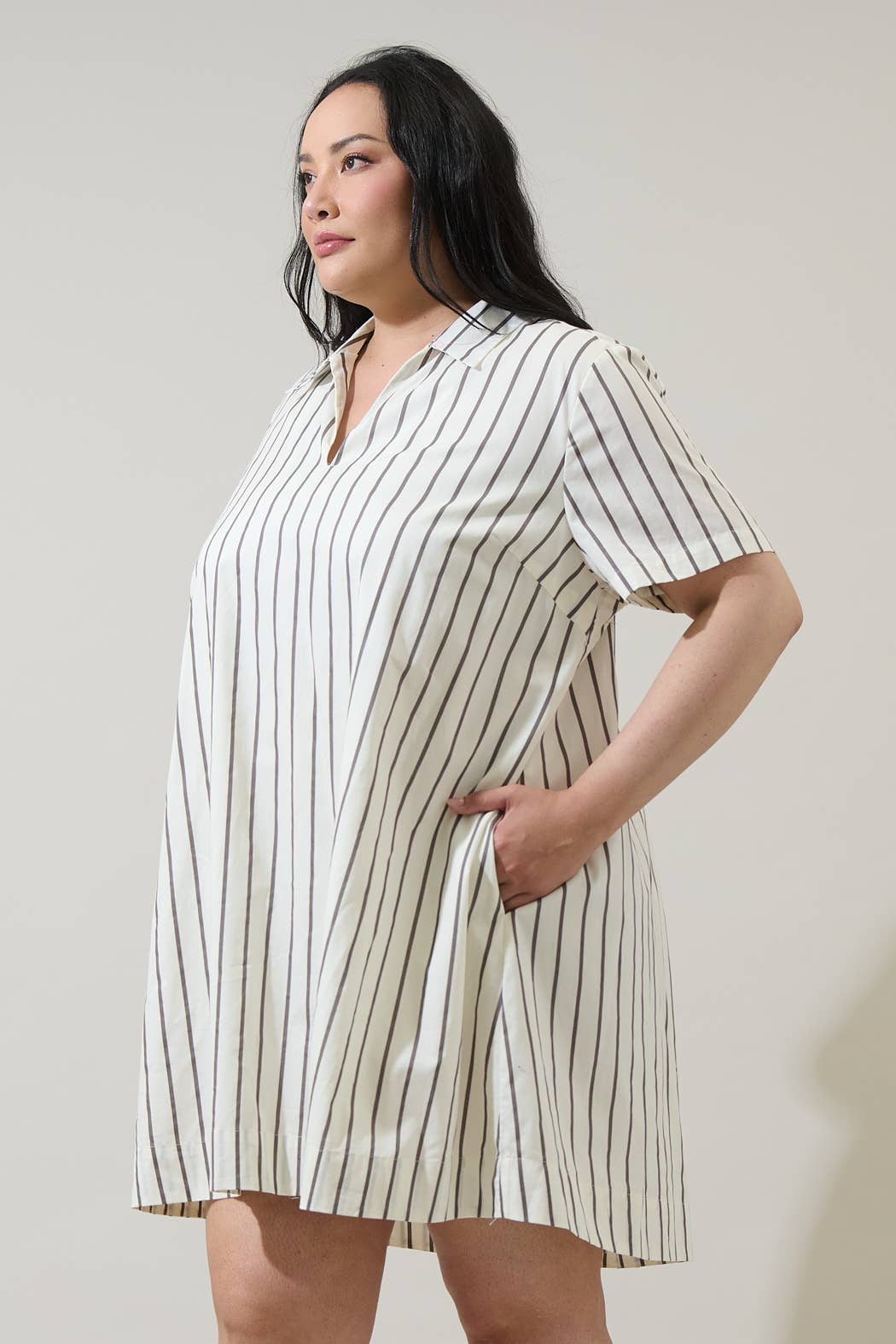 Sugarlips White Striped Mini Dress Plus