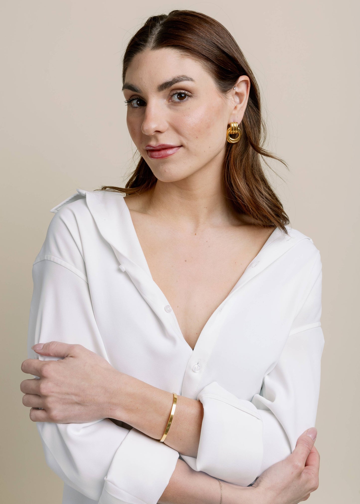 Double Hoop Gold Earrings
