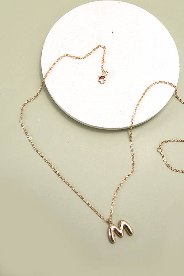 Gold Bubble Initial Necklace