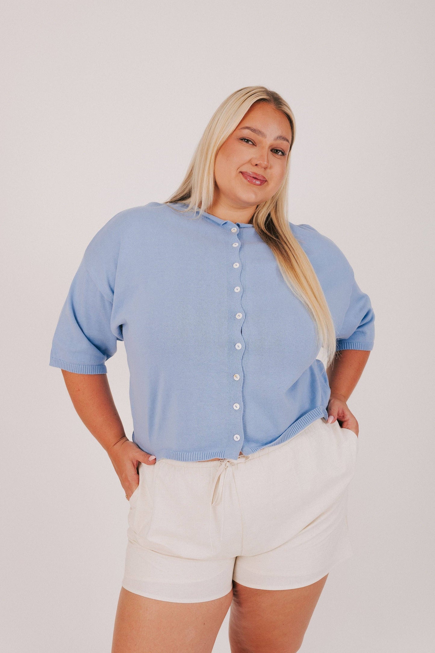 Carolina Blue Short-Sleeve Cardigan