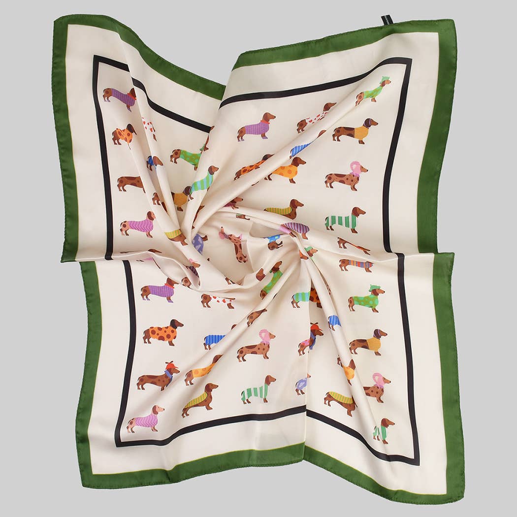Dachshund Print Silk Scarf