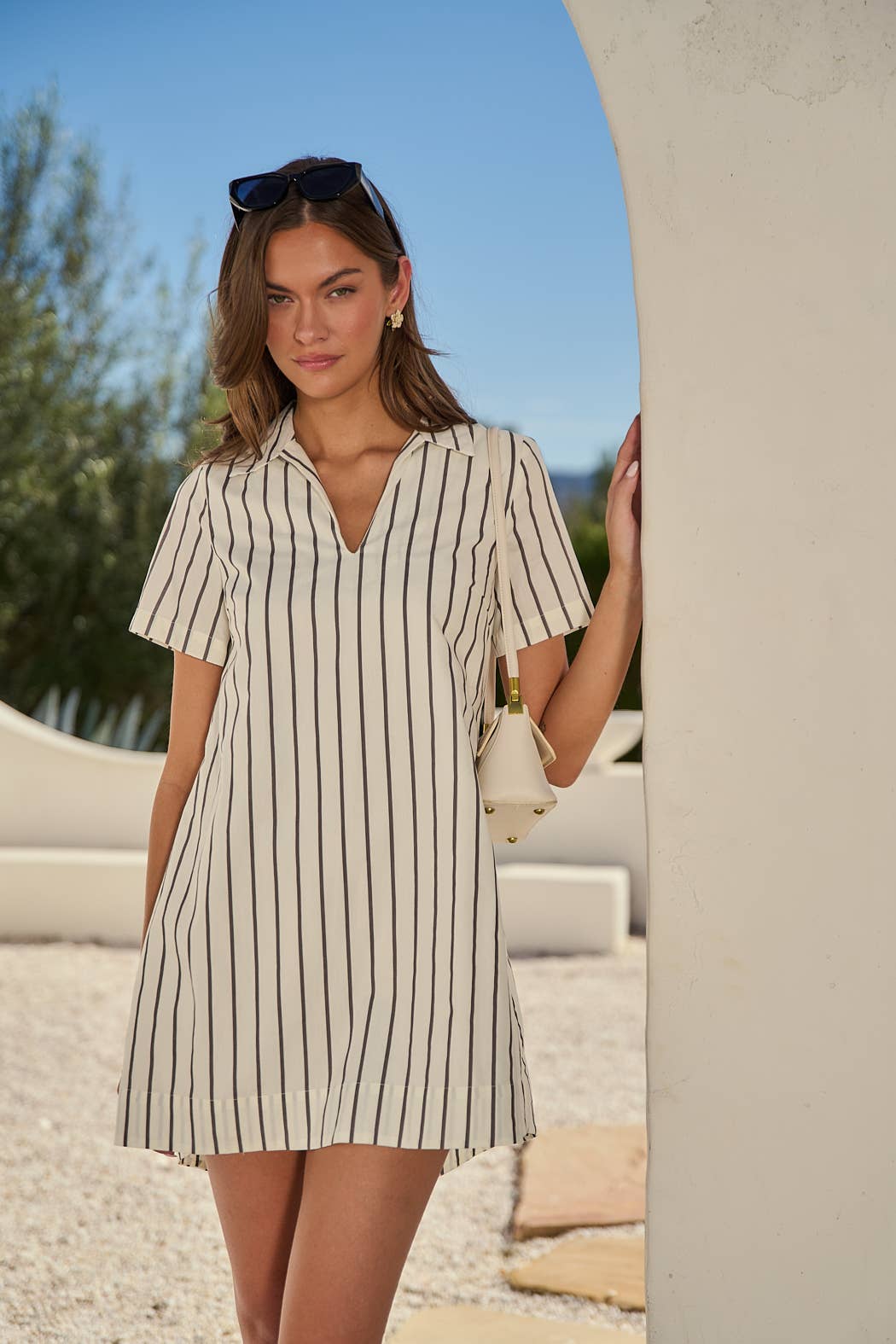 Sugarlips White Striped Mini Dress