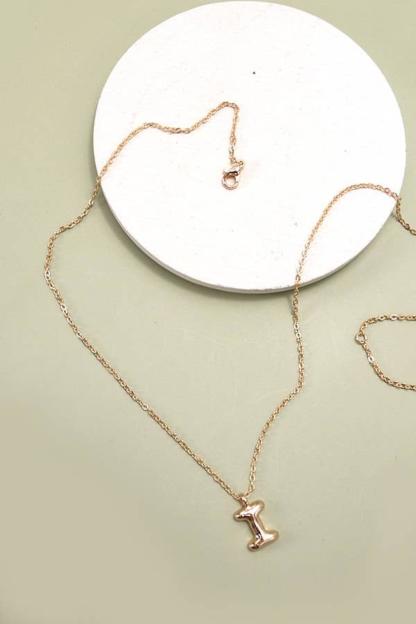 Gold Bubble Initial Necklace