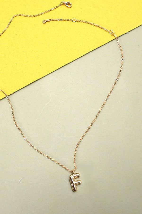 Gold Bubble Initial Necklace