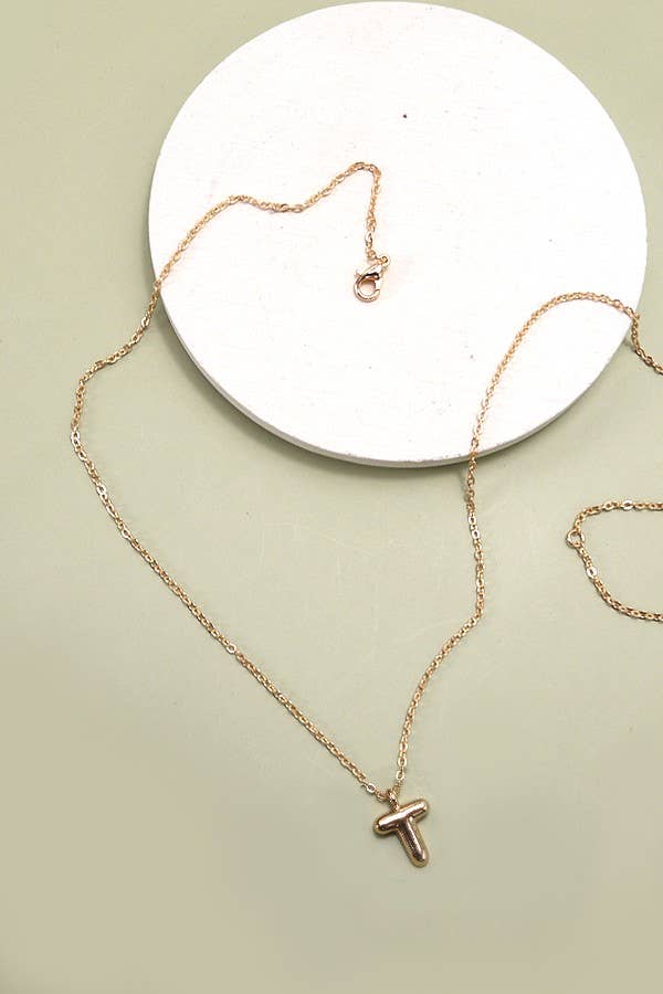 Gold Bubble Initial Necklace