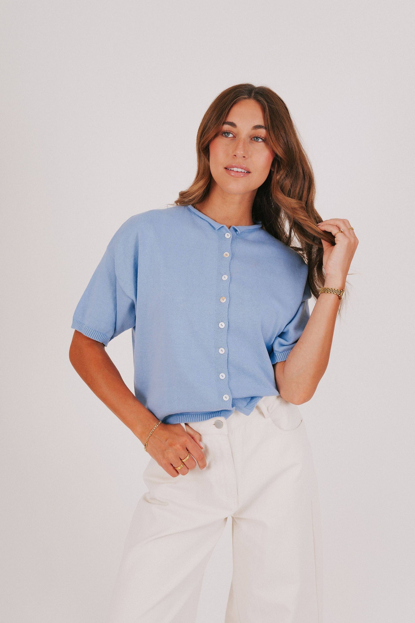 Carolina Blue Short-Sleeve Cardigan