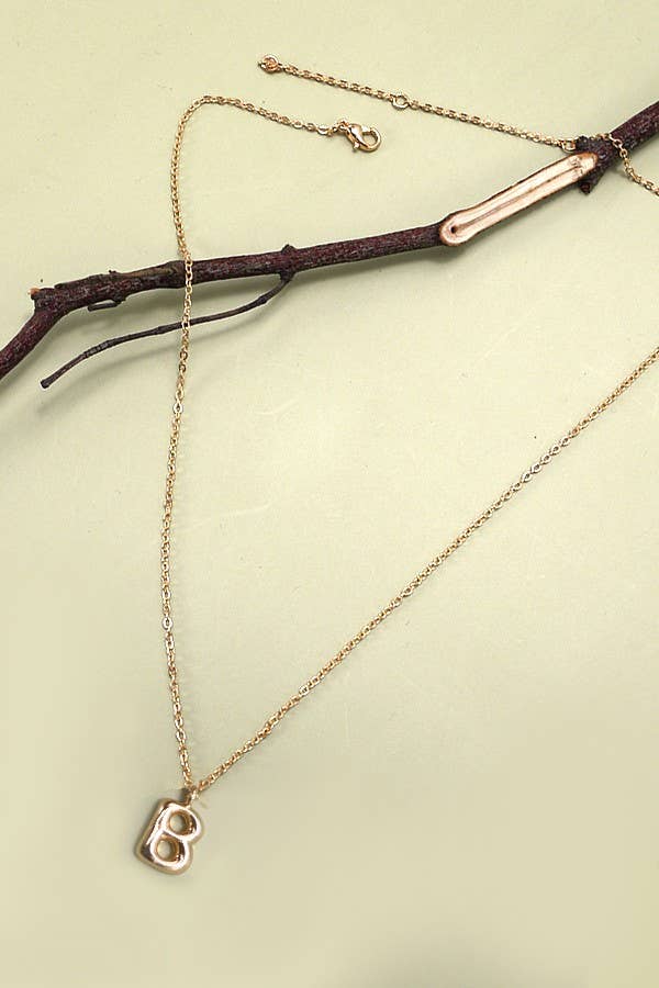 Gold Bubble Initial Necklace