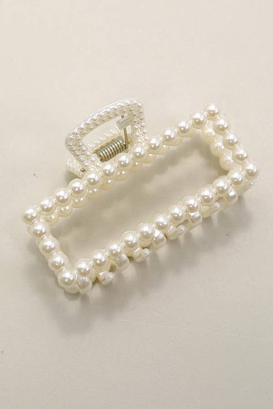 Rectangular Pearl Hair Claw Clip