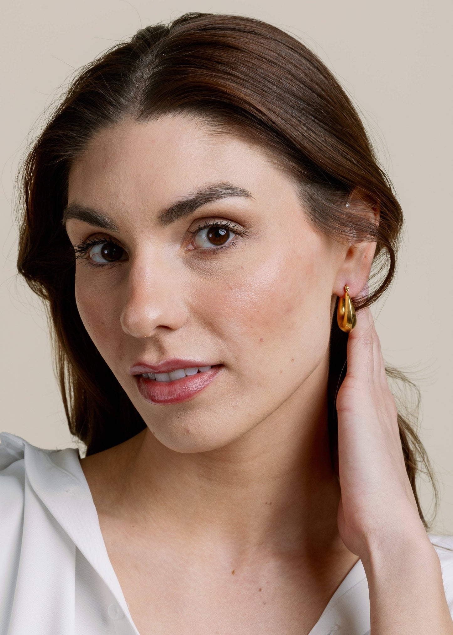 Gold Drop Hoop Earrings