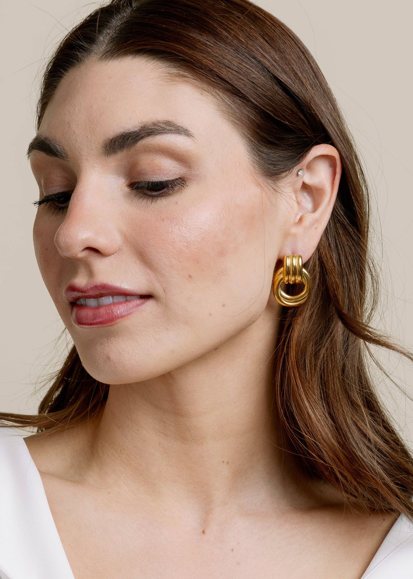 Double Hoop Gold Earrings