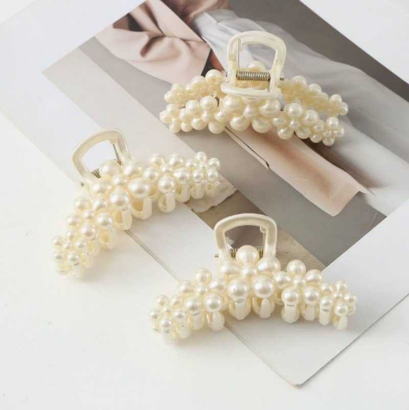 Rectangular Pearl Hair Claw Clip