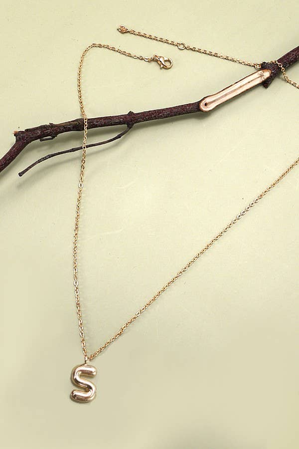 Gold Bubble Initial Necklace