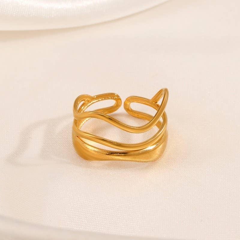 Gold Abstract Adjustable Ring