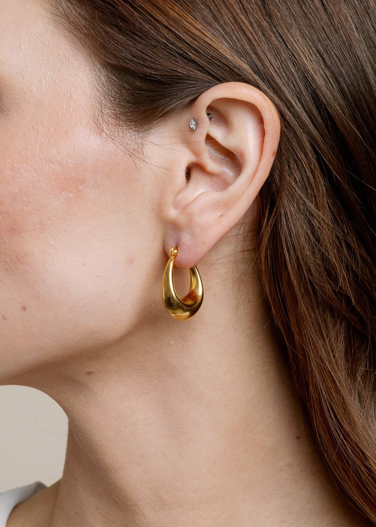 Gold Drop Hoop Earrings