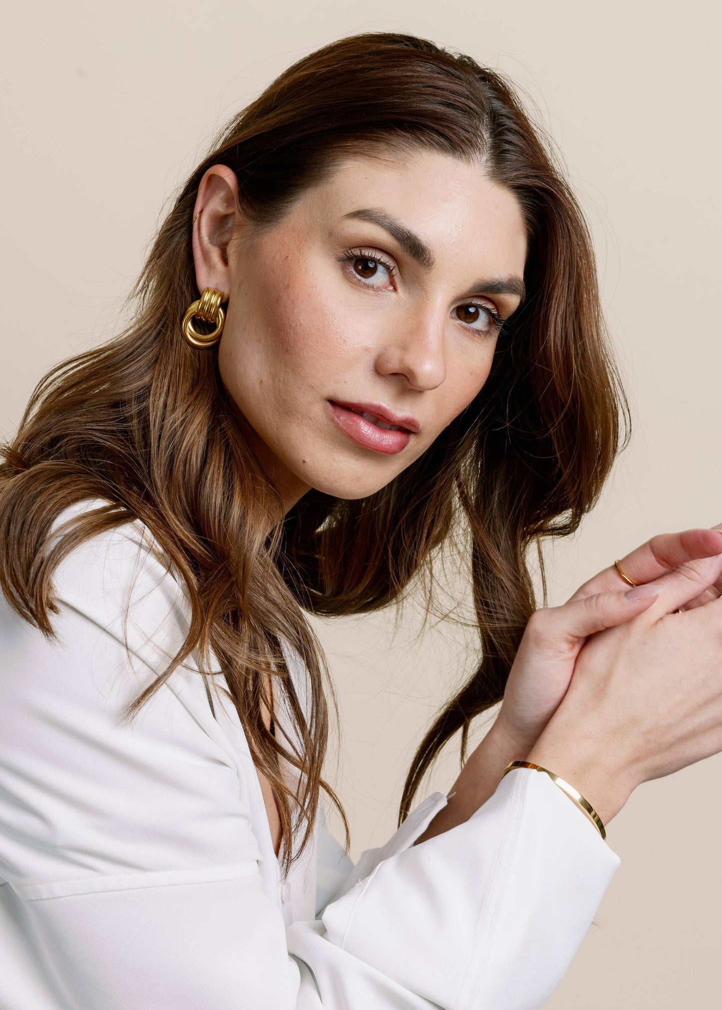 Double Hoop Gold Earrings