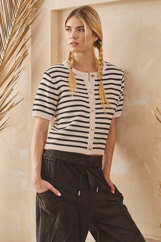 Striped Button Down Sweater