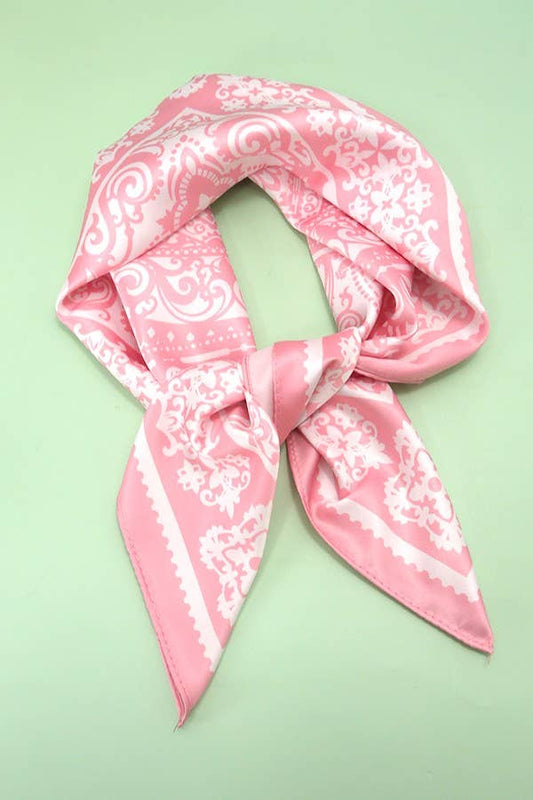 Pink Paisley Bandana Silk Scarf
