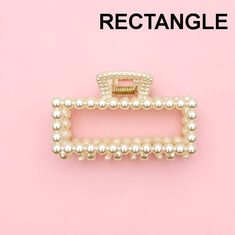Rectangular Pearl Hair Claw Clip