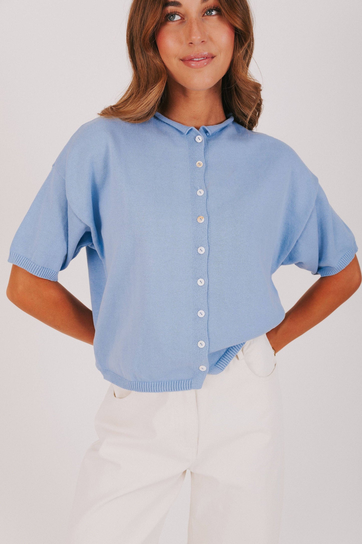 Carolina Blue Short-Sleeve Cardigan