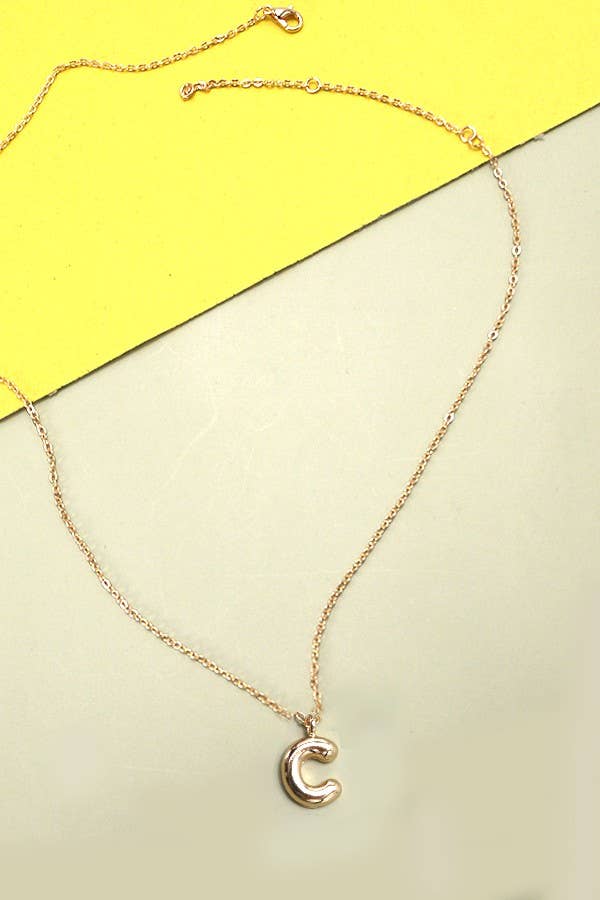 Gold Bubble Initial Necklace