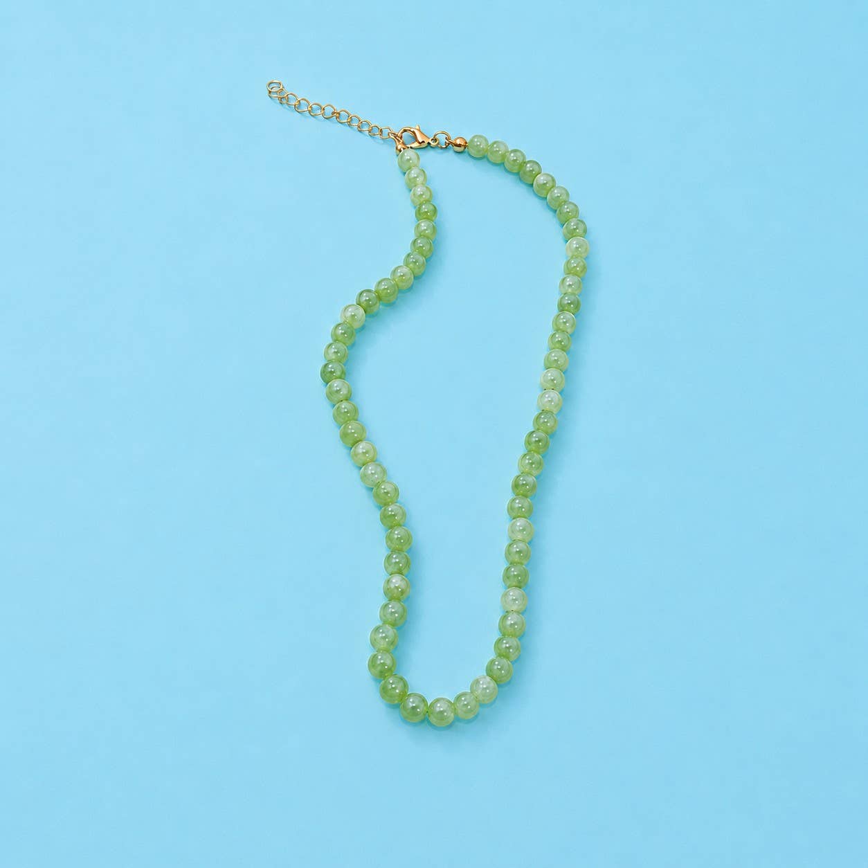 Jade Green Glass Beaded Necklace
