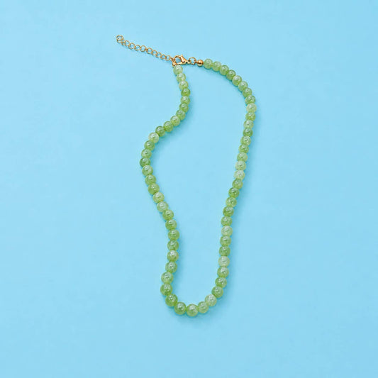 Jade Green Glass Beaded Necklace - B. Laine