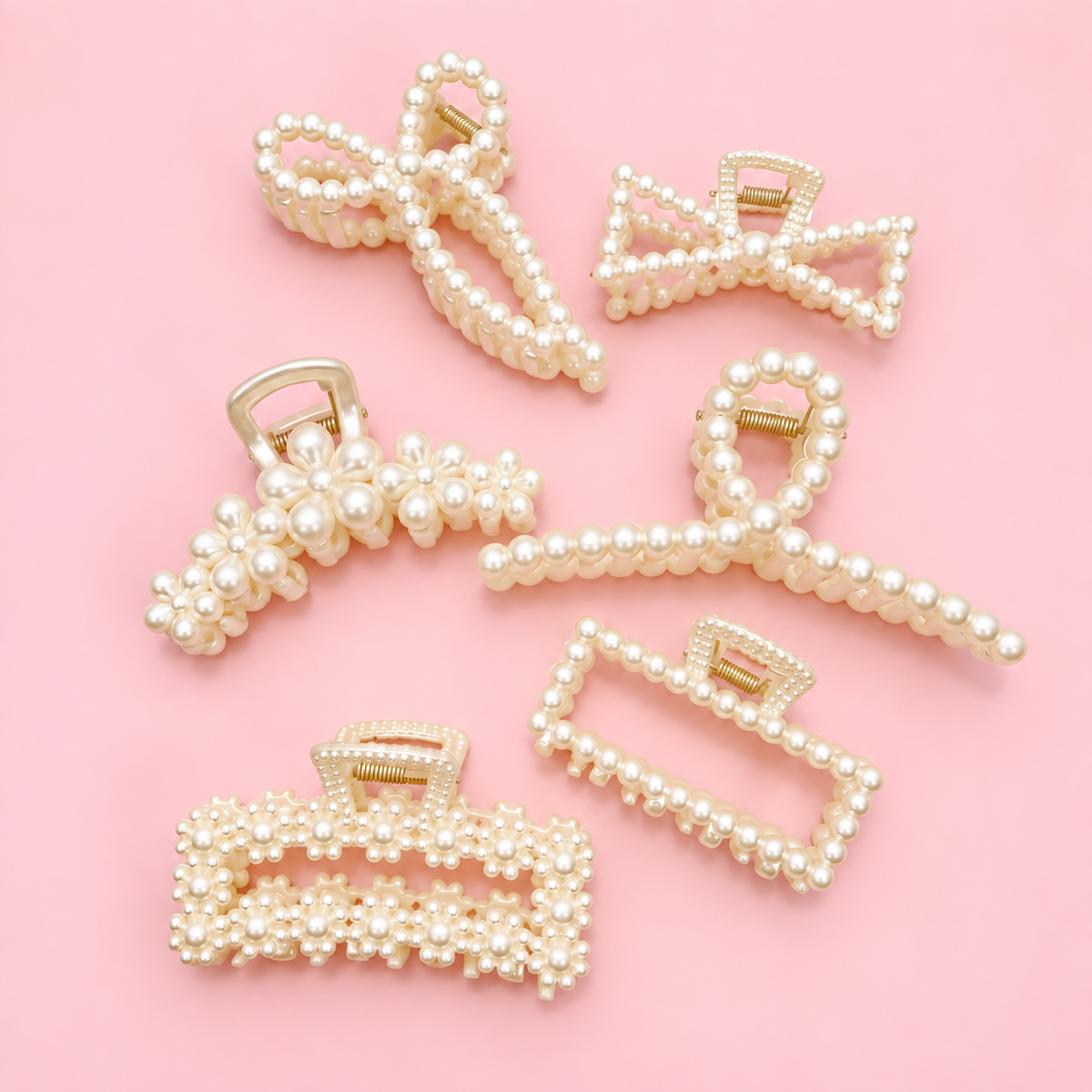 Rectangular Pearl Hair Claw Clip