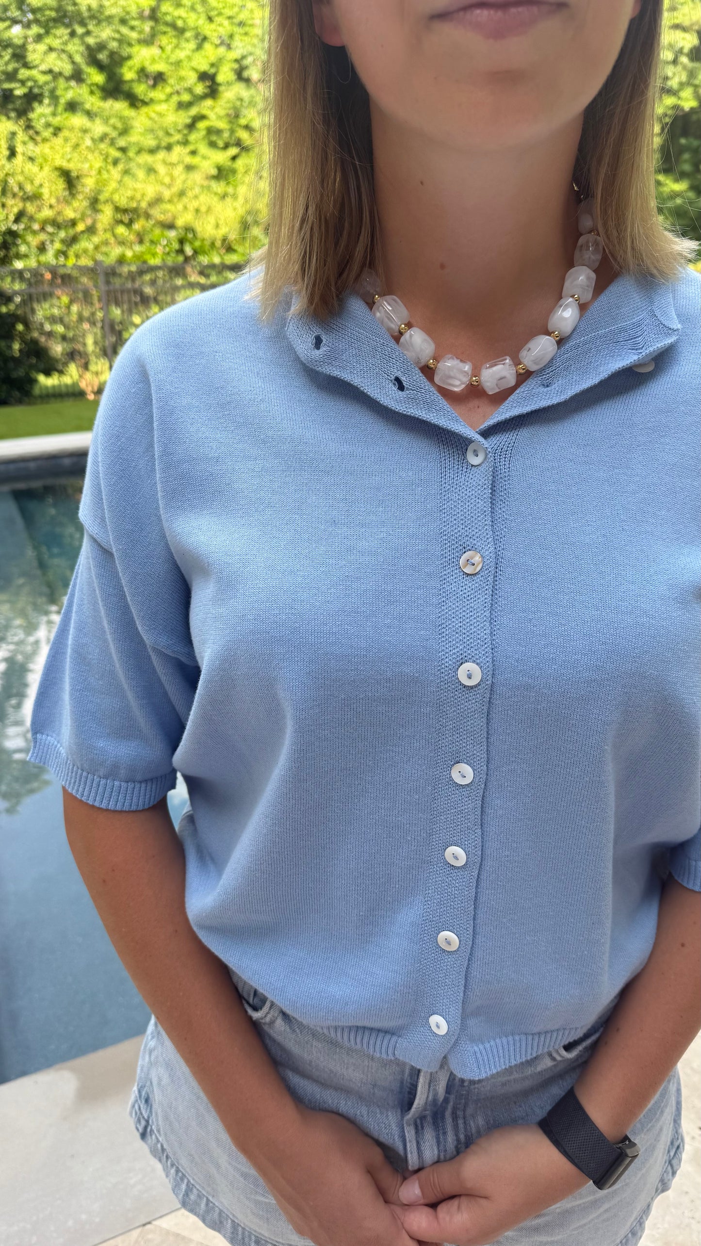 Carolina Blue Short-Sleeve Cardigan