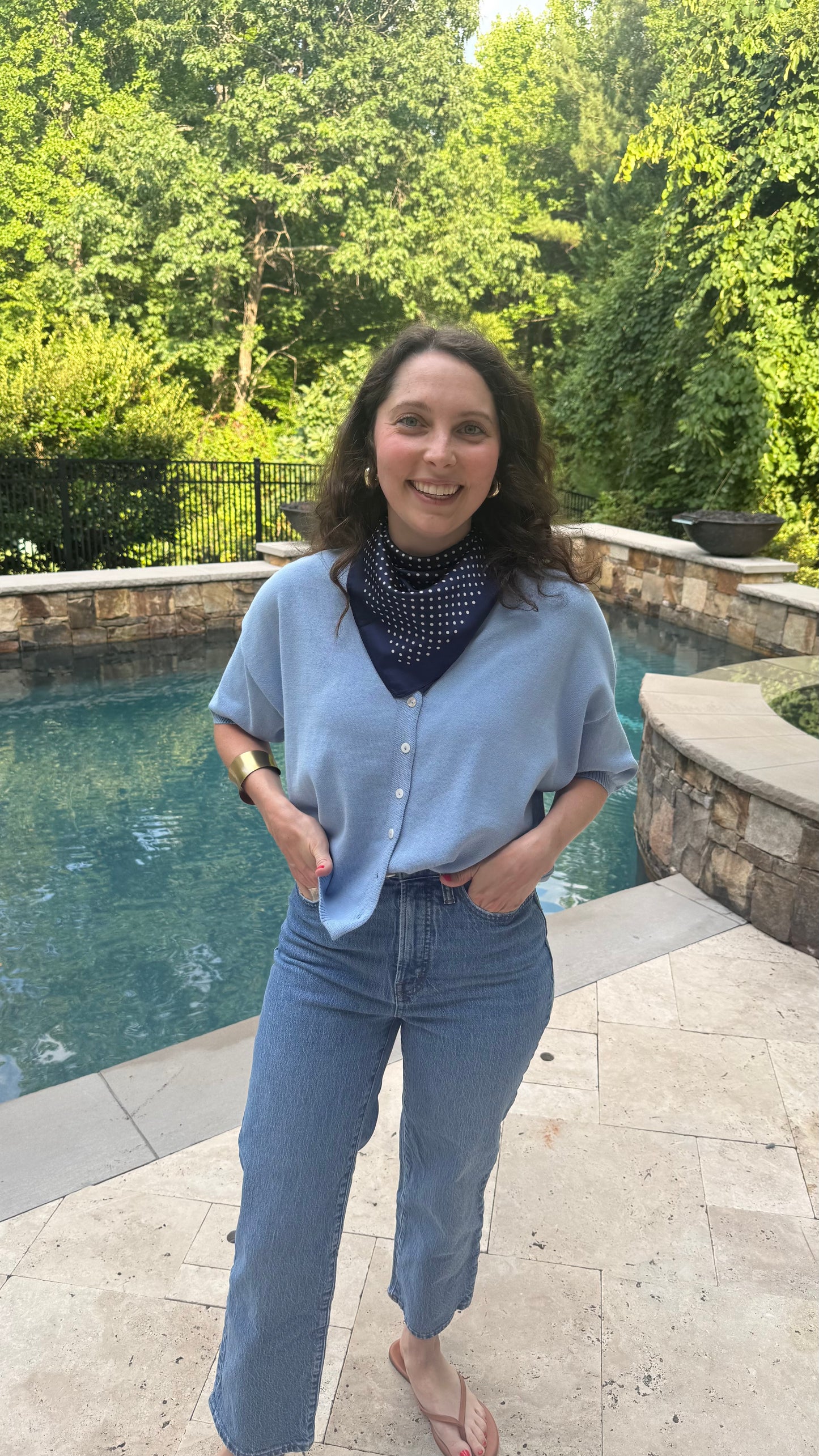 Carolina Blue Short-Sleeve Cardigan