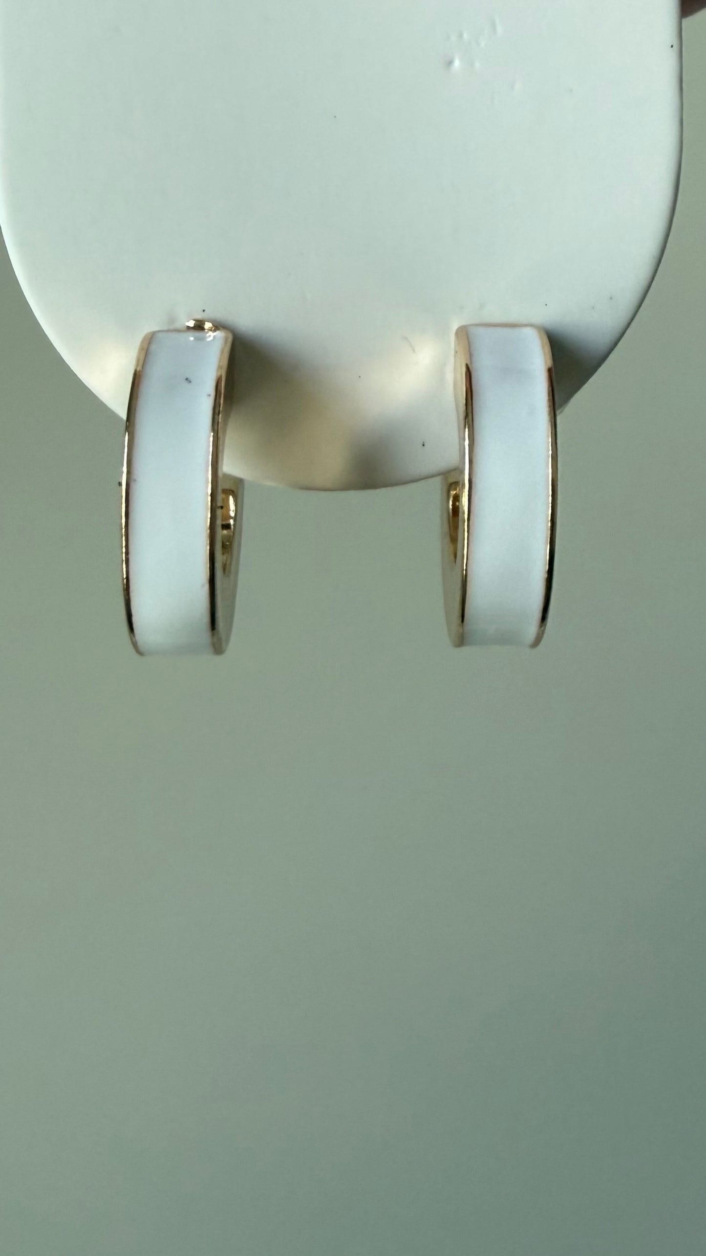 White and Gold Hoop Earrings