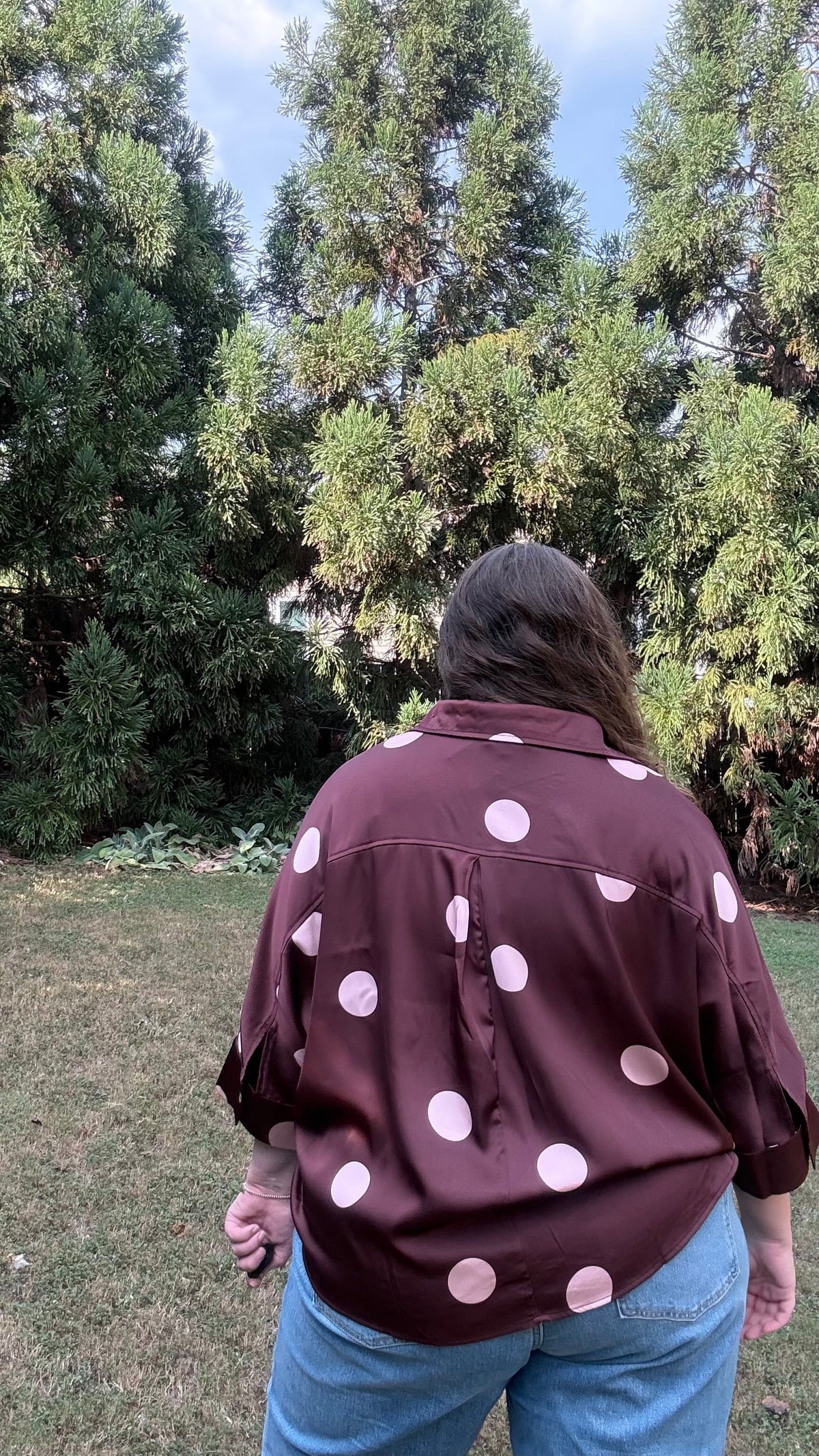 Burgundy Polka Dot Top