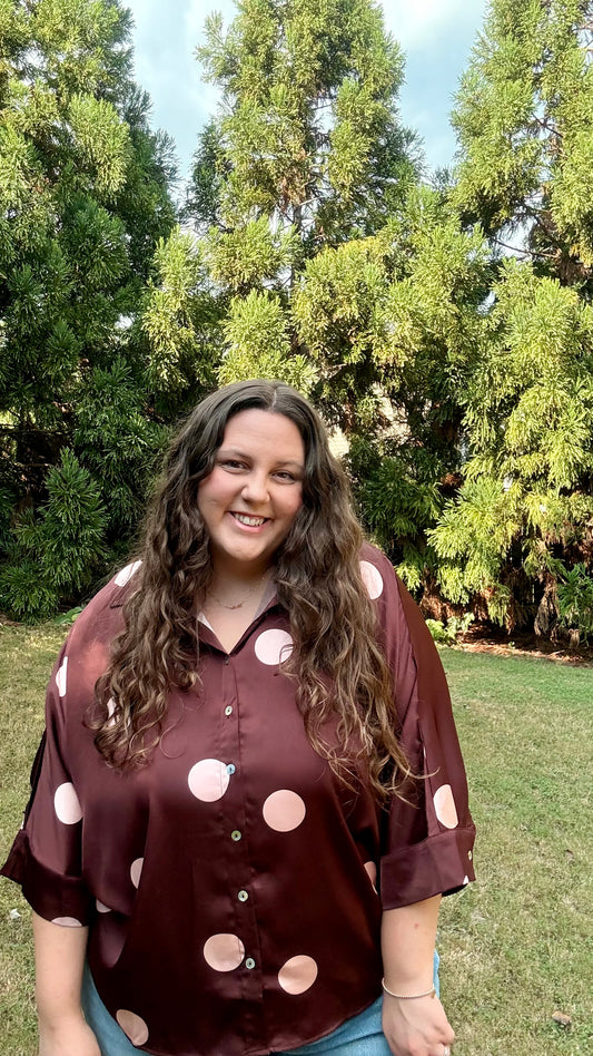 Burgundy Polka Dot Top