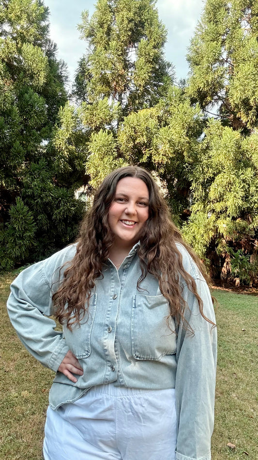 Oversized Light Denim Shirt Jacket