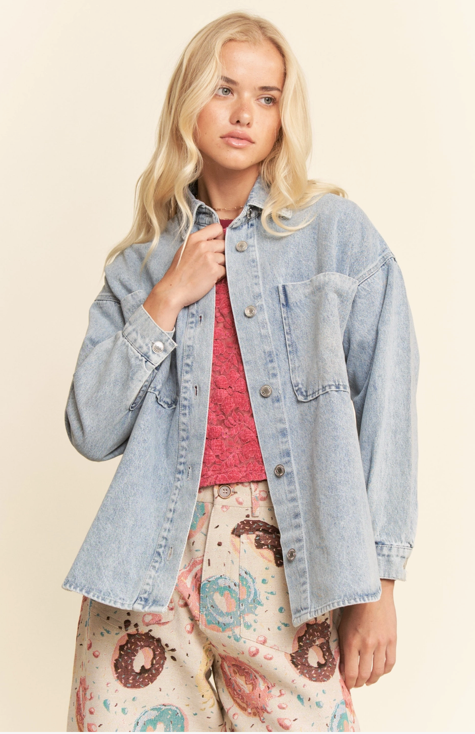 Oversized Light Denim Shirt Jacket Plus - B. Laine