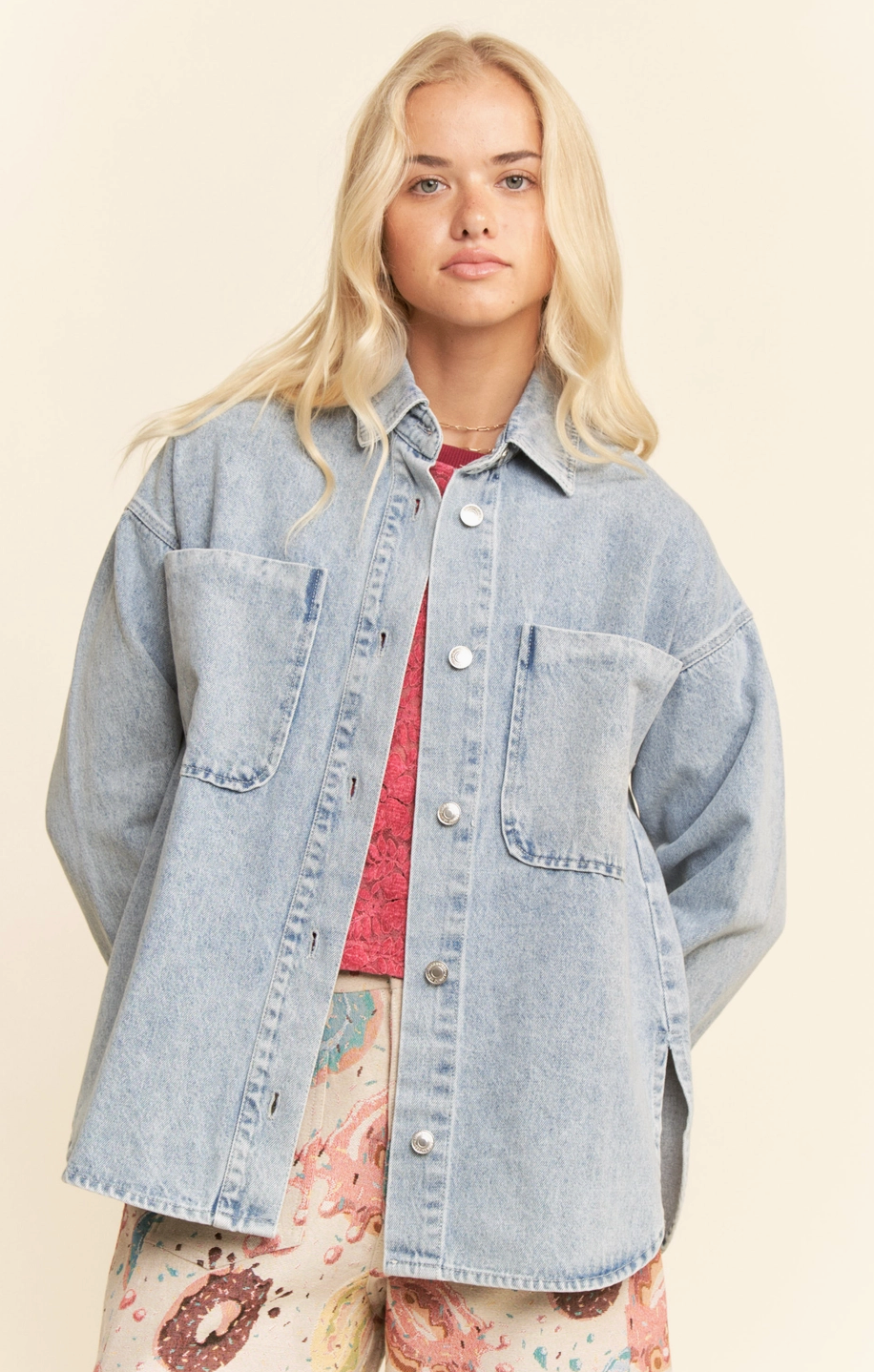 Oversized Light Denim Shirt Jacket Plus - B. Laine