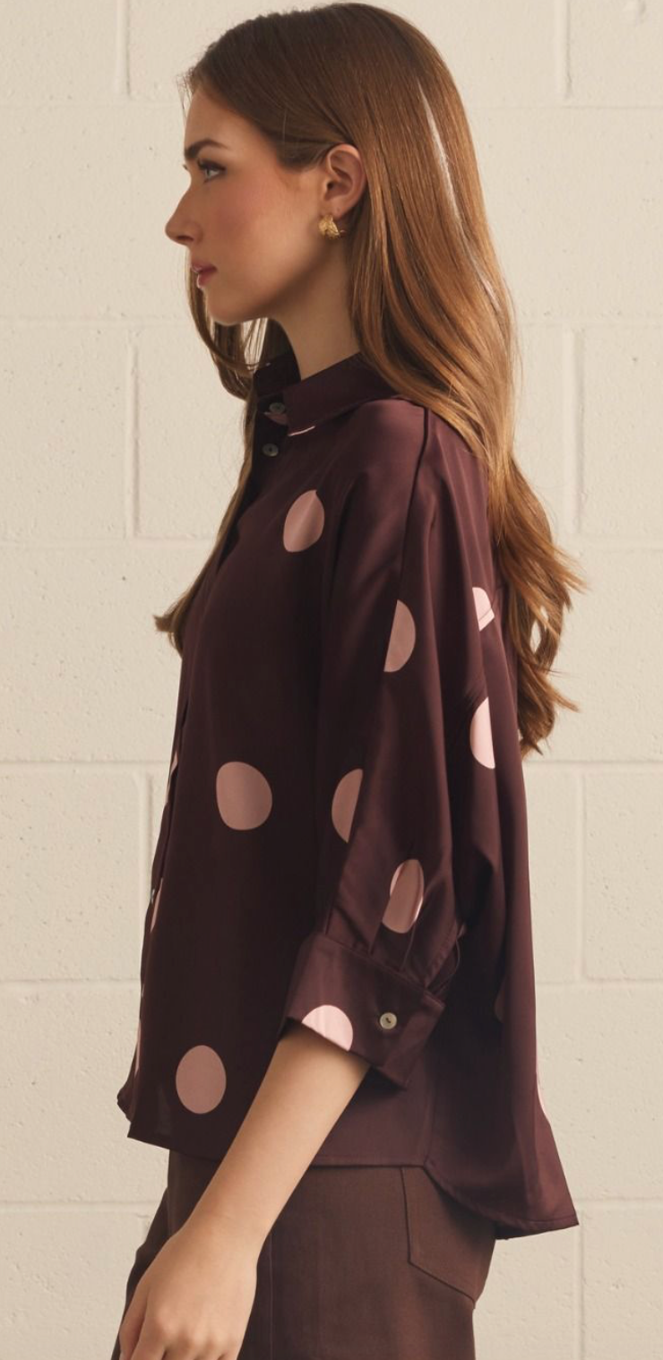 Burgundy Polka Dot Top - B. Laine