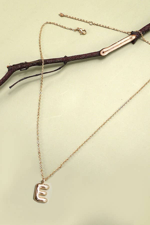 Gold Bubble Initial Necklace