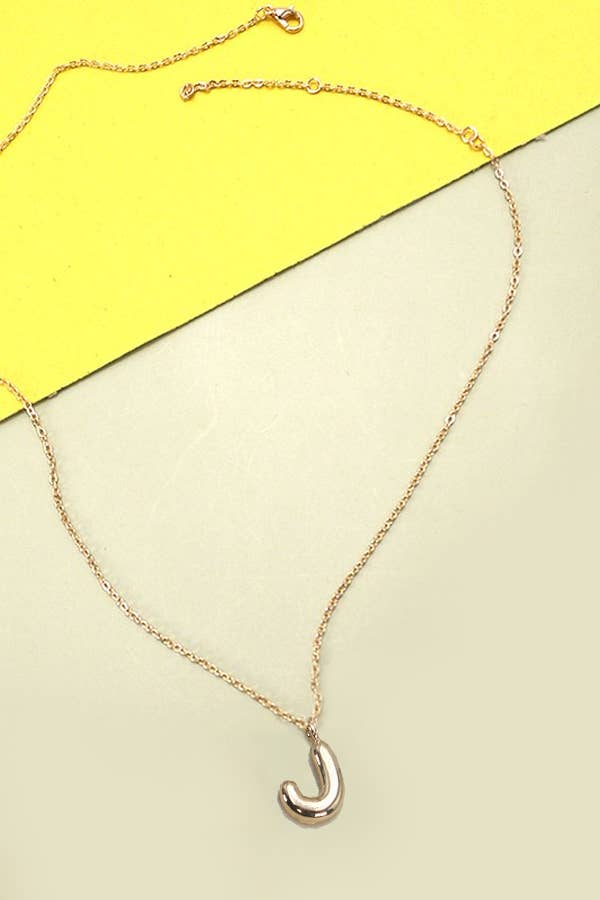 Gold Bubble Initial Necklace