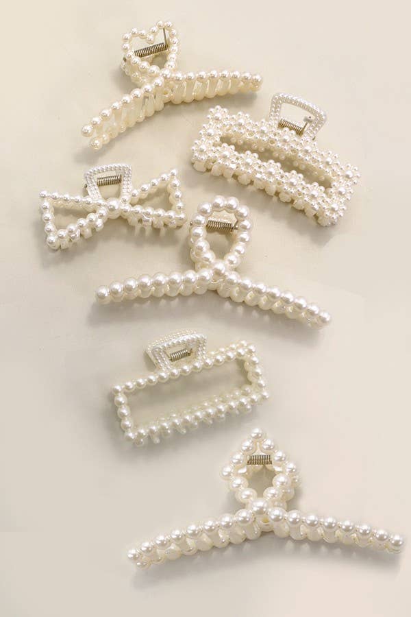Rectangular Pearl Hair Claw Clip