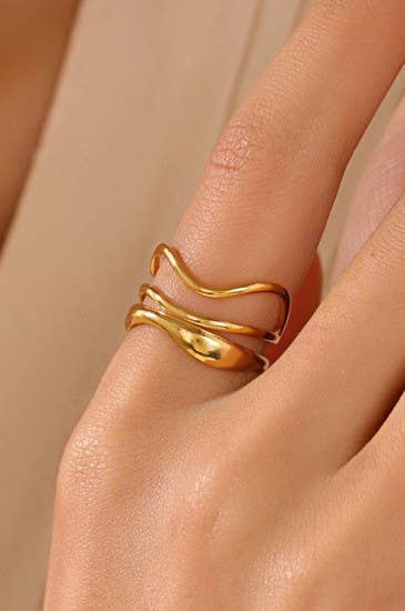 Gold Abstract Adjustable Ring