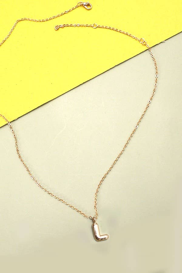 Gold Bubble Initial Necklace