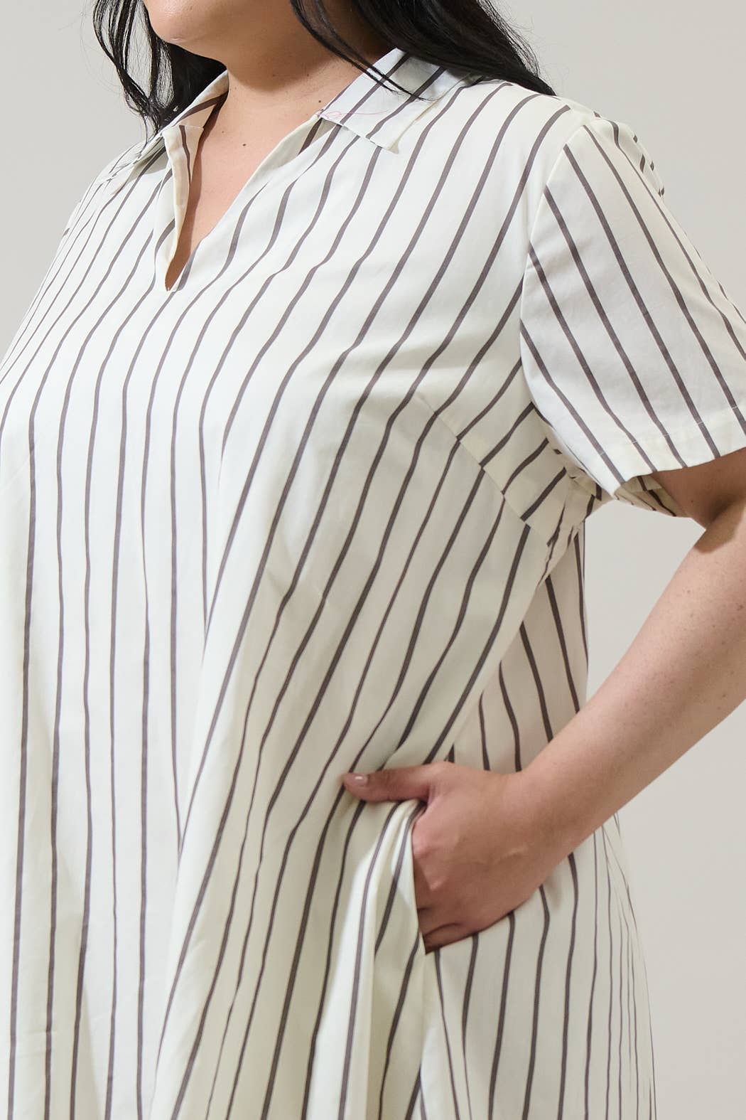 Sugarlips White Striped Mini Dress Plus