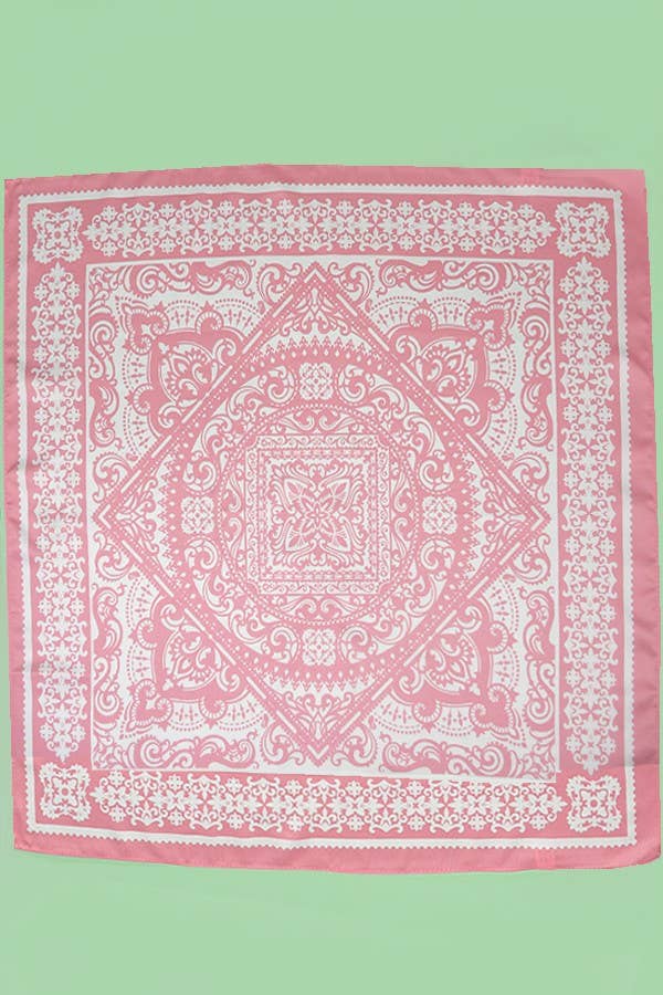 Pink Paisley Bandana Silk Scarf